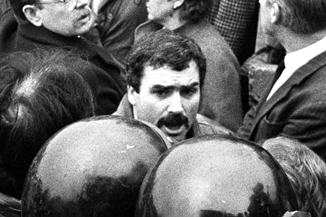 Freddie Scappaticci pictured at the 1987 funeral of IRA man Larry Marley. Photo: Pacemaker