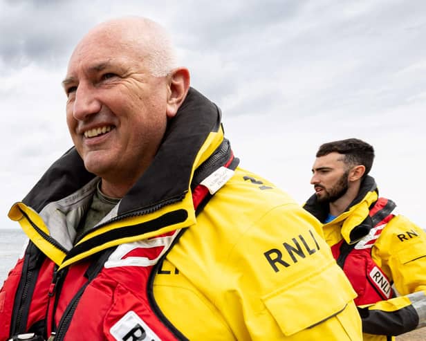 Coxswain Frank Healy has been an RNLI crew member at Larne RNLI for 29 years. His son Jack joined him in 2018.