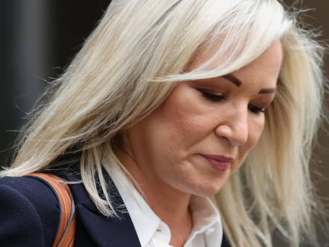 First Minister of Northern Ireland Michelle O'Neill leaves the Clayton Hotel in Belfast after giving evidence to the UK Covid-19 inquiry hearing. Picture date: Tuesday May 14, 2024. PA Photo.