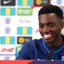 England's Eddie Nketiah during a press conference at St. George's Park on Tuesday