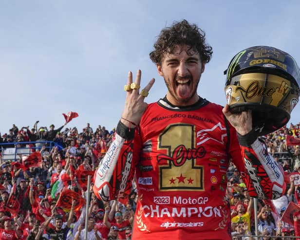 Pecco Bagnaia wins back to back MotoGP World titles. (Photo courtesy of Maurice Montgomery)
