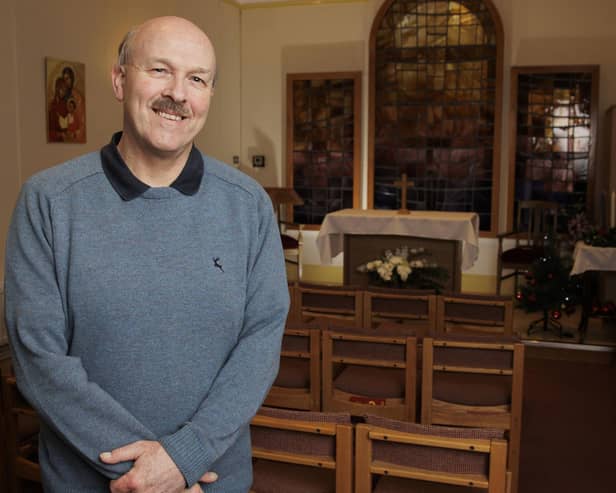 The Reverend Derek Johnston, lead chaplain for the Belfast Health and Social Care Trust, at Belfast Royal Victoria Hospital, has been made an MBE. Pic: Liam McBurney/PA Wire