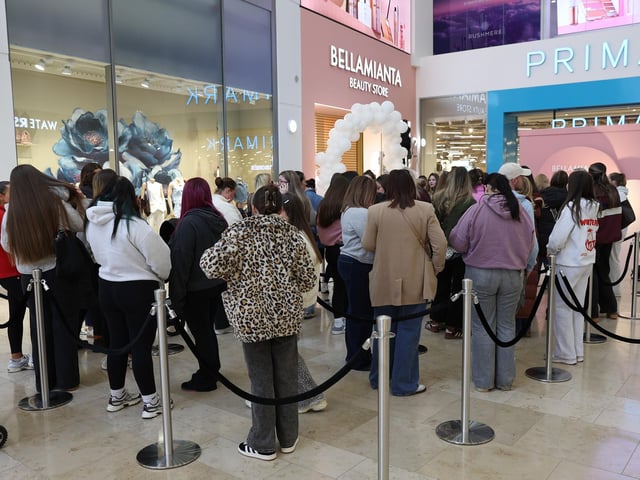 Customers queue for the opening of the new Bellamianta store in Rushmere Shopping Centre.