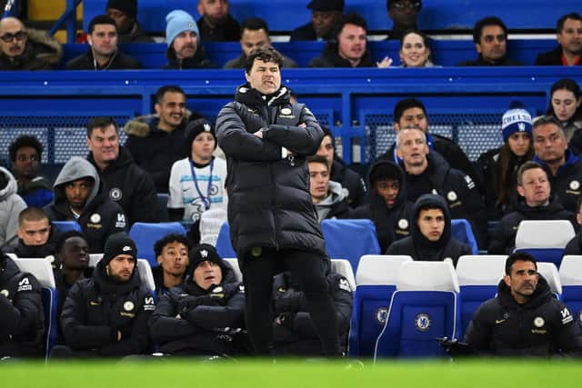 Mauricio Pochettino reacts during the Premier League match between Chelsea FC and Everton FC at Stamford Bridge