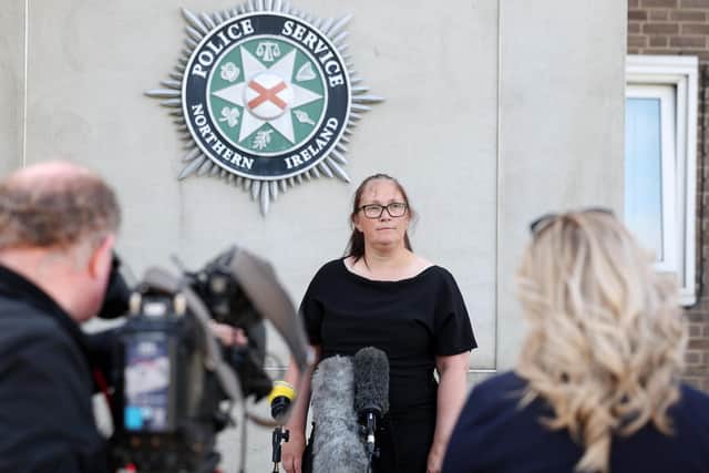 Detective Superintendent Lindsay Fisher speaking at PSNI Headquarters regarding the introduction of non-fatal strangulation or asphyxiation being made a specific criminal offence in Northern Ireland, punishable by up to 14 years’ imprisonment