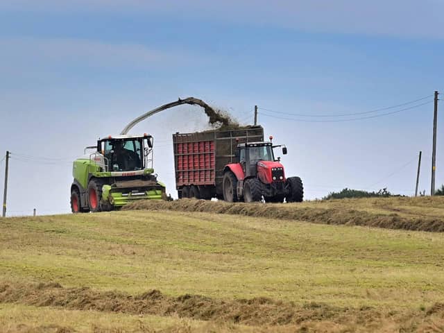 A farmer taking advantage of the good weather on Wednesday, near Craigantlet Hills in Co Down. Pic: Colm Lenaghan/Pacemaker
