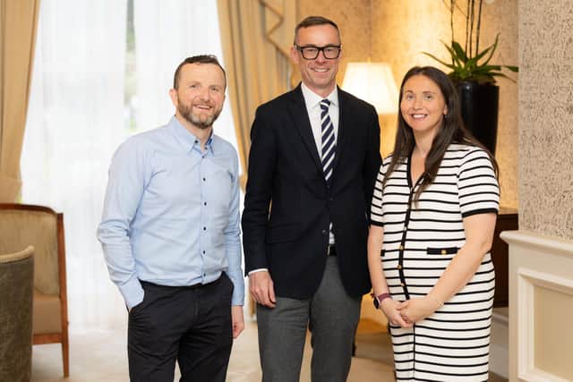 Paul Vallely and Clare Walsh of Kukoon, with Rob Heron Partner Lead for EY Entrepreneur Of The Year in NI. Photo credit- Naoishe Culhane