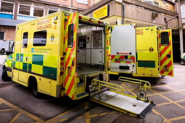 Ambulance at the entrance to the Royal Victoria Hospital A&E Department in west Belfast. 


Picture by Jonathan Porter/PressEye