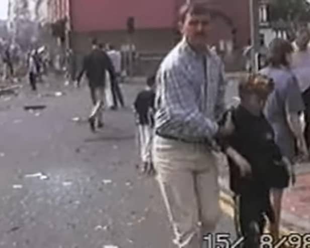 Camcorder footage of the aftermath of the Omagh blast