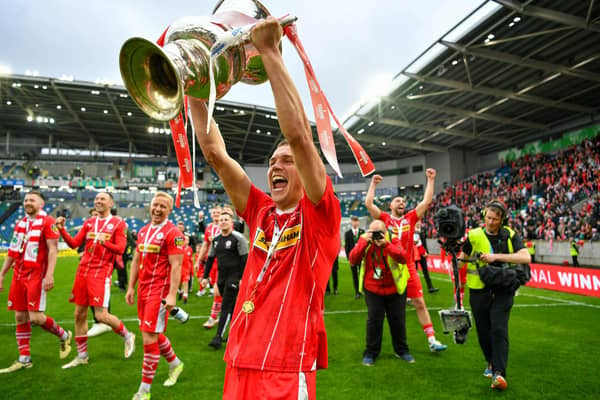 Cliftonville's Rory Hale after winning the Irish Cup. PIC: Andrew McCarroll/ Pacemaker Press