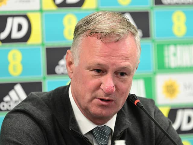 Northern Ireland manager Michael O’Neill at the squad announcement before facing Euro 2024 qualifiers against Slovenia and Kazakhstan. (Photo by Colm Lenaghan/Pacemaker)