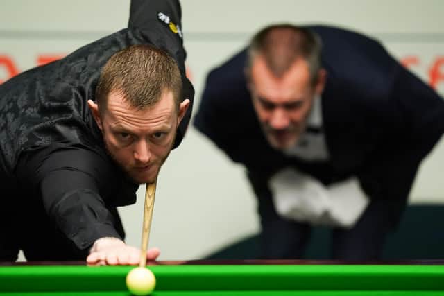 Mark Allen during his match with Fan Zhengyi on day three of the Cazoo World Snooker Championship at the Crucible Theatre, Sheffield.