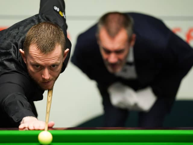 Mark Allen during his match with Fan Zhengyi on day three of the Cazoo World Snooker Championship at the Crucible Theatre, Sheffield.