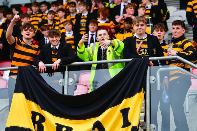 RBAI fans proudly display one of their banners at the Kingspan Stadium