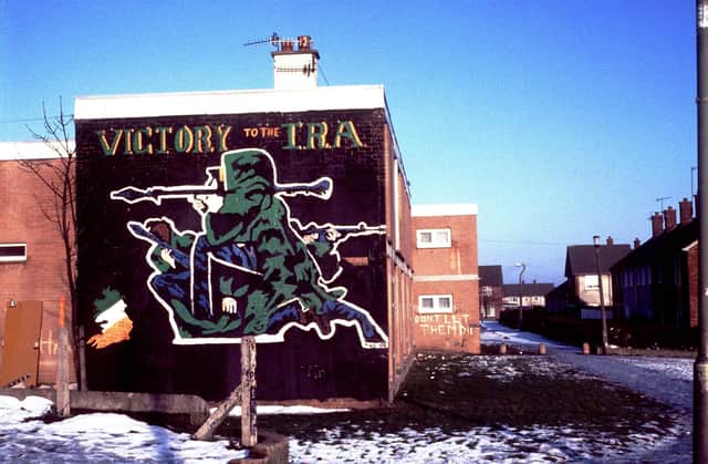 A republican mural – paramilitarism is estimated to cost NI up to £750m a year.  Pic: Pacemaker Press