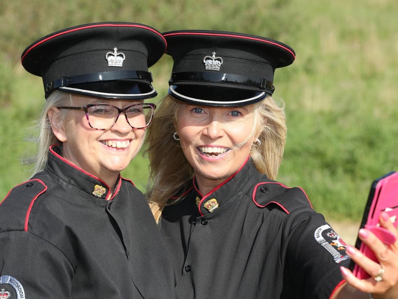 Barron Accordion Band members Roslyn Kerrigan and Abbie Rankin at the 'Last Saturday' parade in Beragh