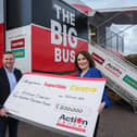 Desi Derby Director of Marketing for SuperValu and Centra, meets Action Cancer ambassador Sinead Hoben at the charity’s mobile detection unit the Big Bus