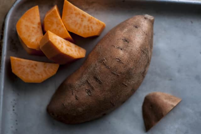 Sweet potatoes are high in fibre and water to reduce your calorie intake, as well as being a good source of complex carbohydrates