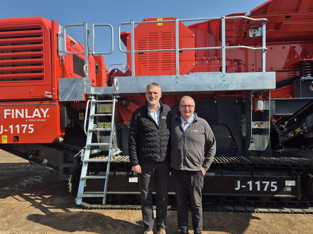 David Lyons pictured in front of a Finlay J-1175, with Simon Meester, President and chief executive Officer of Terex