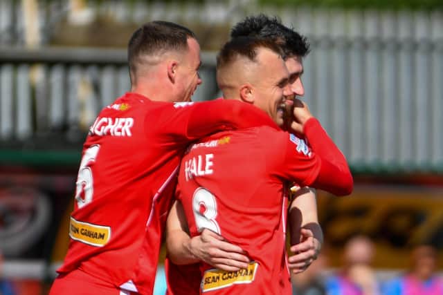 Rory Hale of Cliftonville scored a fourth goal against Carrick Rangers at Solitude, Belfast. PIC: Andrew McCarroll/ Pacemaker Press