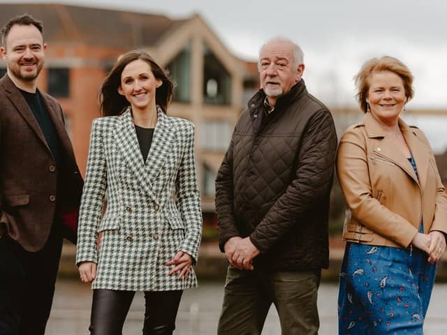 Lisburn's NI Property Girl, established by property expert Eimear Gourley in 2020, has announced substantial company growth and expansion. Pictured is founder Eimear Gourley with some of the team