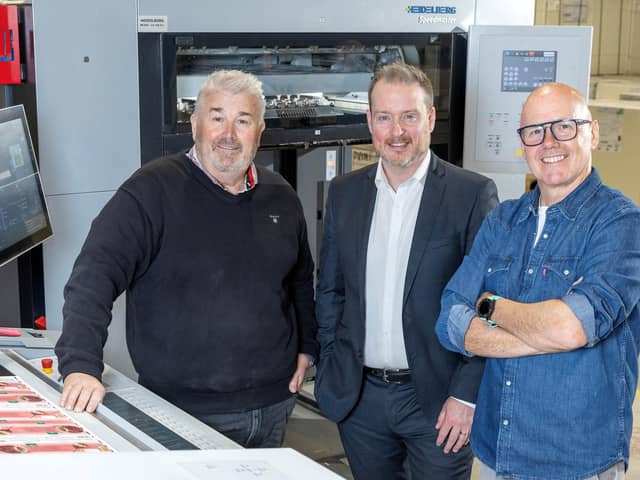 Upstream ABL backs long-term partner Print Library for ambitious growth plans. From left: Michael Thompson, co-founder of Print Library; Alastair Gracey, relationship manager at Upstream ABL and Geoff Truesdale, co-founder of Print Library