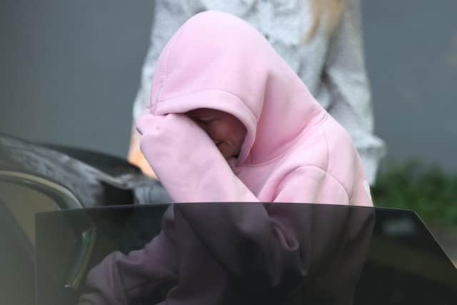 Isobella Perrie Sullivan leaving after she appeared before a special sitting of Trim District Court in Co Meath on Friday evening after a bomb was intercepted in a car near the Irish border. Picture date: Friday July 24, 2026. PA Photo. Photo credit should read: Damien Eagers/PA Wire