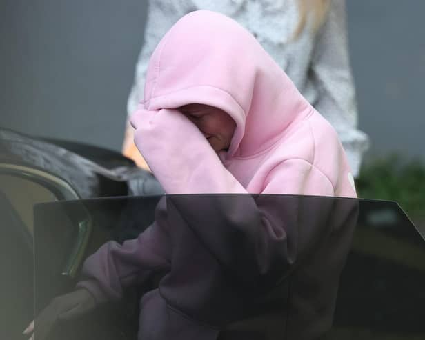 Isobella Perrie Sullivan leaving after she appeared before a special sitting of Trim District Court in Co Meath on Friday evening after a bomb was intercepted in a car near the Irish border. Picture date: Friday July 24, 2026. PA Photo. Photo credit should read: Damien Eagers/PA Wire