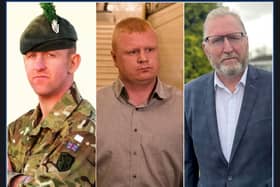 From left, Stephen McKee, Andy Allen and Doug Beattie all served in Afghanistan. Mr McKee paid the ultimate sacrifice while Mr Allen suffered serious injuries.