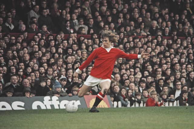 Northern Ireland's Sammy McIlroy on show for Manchester United at Old Trafford in 1972. (Photo by Allsport/Getty Images)