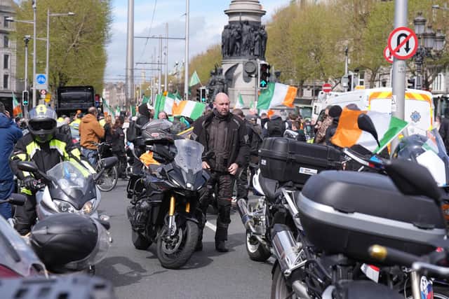 Protesters on O'Connell Street in Dublin on the fifth day of a National Fuel Protest against rising fuel prices