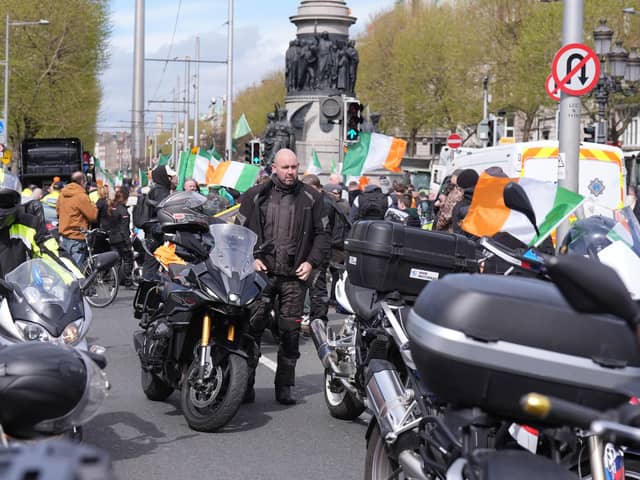 Protesters on O'Connell Street in Dublin on the fifth day of a National Fuel Protest against rising fuel prices