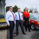 Shelbourne Motors, one of Northern Ireland’s largest family-owned vehicle retailers, is celebrating its 50th anniversary with the launch of a £3m capital investment programme that will renovate and upgrade its multi award-winning franchise dealerships in Portadown and Newry. Pictured are founder, Fred Ward and directors Paul Ward, Richard Ward and Caroline Willis