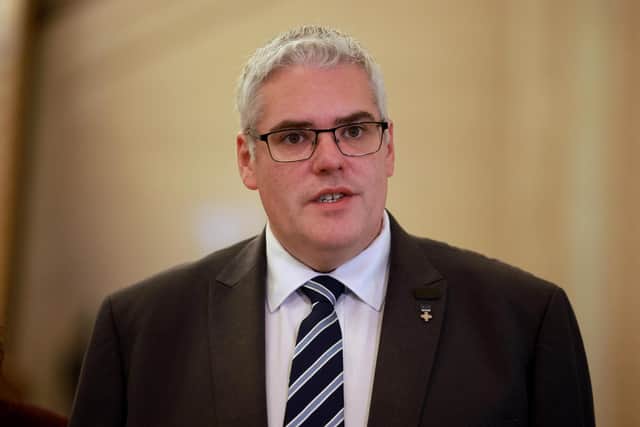 DUP leader Gavin Robinson questioned the extent of protections for veterans under the amended bill. Photo: Liam McBurney/PA