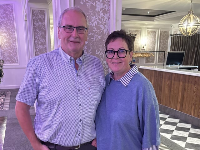 David Lyons pictured with his wife Judith at his Finlay retirement party