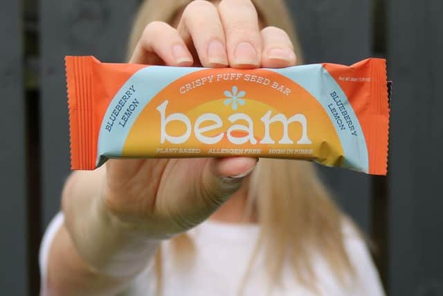 Innovative and healthier Beam brand snacks from successful Tyrone entrepreneur Shauna Blair have won significant sales with major retailers in the Middle East. Pictured: A bar from the range of healthy Beam snacks