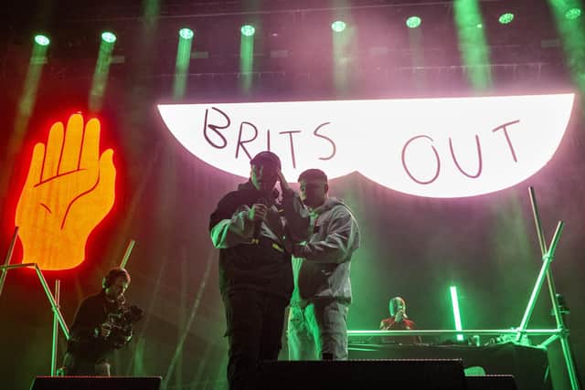 Kneecap performing at the SSE Arena in Belfast in December 2024. Photo: Liam McBurney/PA Wire