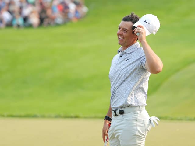 Northern Ireland's Rory McIlroy on the 18th green during the final round of the US PGA Championship at Oak Hill Country Club