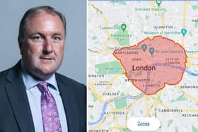 Simon Hoare, and an image showing London's congestion zone