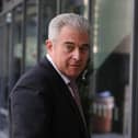 Former Secretary of State for Northern Ireland, Sir Brandon Lewis, arriving at the Clayton Hotel in Belfast to give evidence to the UK Covid-19 inquiry hearing.