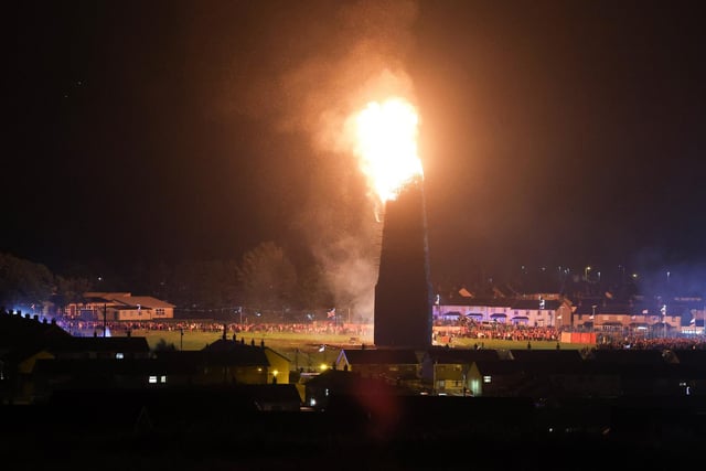 Craigyhill bonfire in Larne is lit for the 11th night.