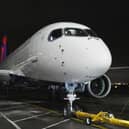 An Airbus A220 at LaGuardia Airport in New York. The east Belfast Spirit factory builds the wings for this model (photo by Noam Galai/Getty Images for Delta)