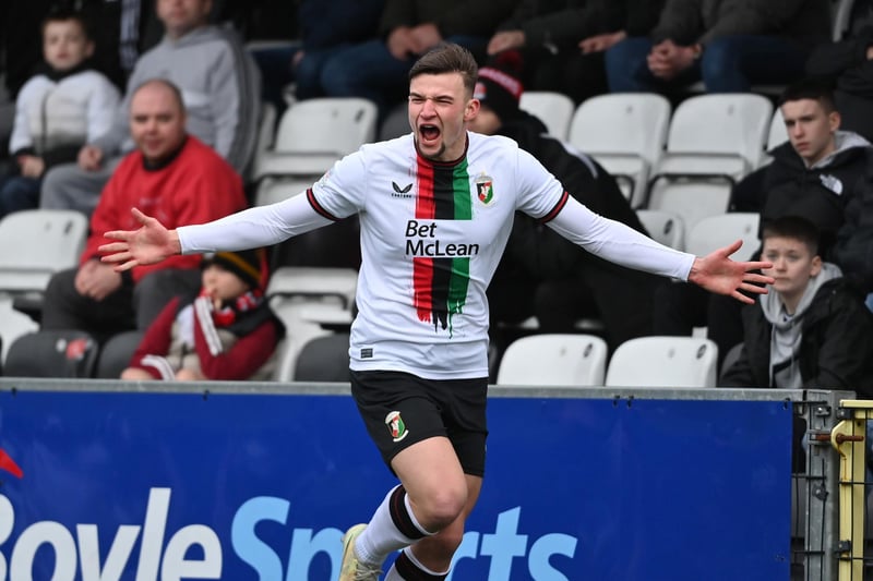 David Fisher, who signed a contract extension with Glentoran at the weekend, has enjoyed a stellar start to 2024. The 22-year-old has scored seven goals in as many matches, including in their 2-2 draw with Carrick Rangers at The Oval, where Fisher had three shots on target.