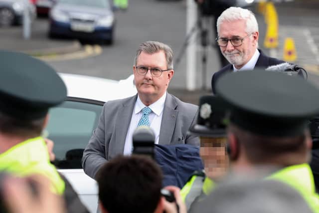 Former DUP leader Jeffrey Donaldson at Newry Magistrates Court. Photo by Jonathan Porter/Press Eye