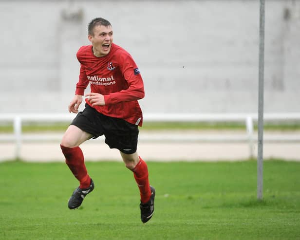 Stuart Dallas in his Crusaders days as he has praised outgoing boss Stephen Baxter for playing a massive part in his journey to star in the Premier League and for Northern Ireland