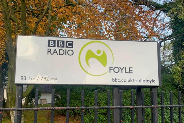 A sign outside the BBC Radio Foyle studios