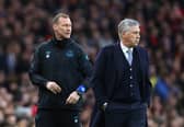 Duncan Ferguson (left) worked as assistant manager Carlo Ancelotti at Everton. (Photo by Julian Finney/Getty Images)