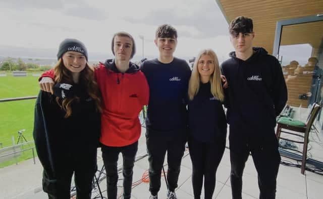 Just Content team Caoimhe Barr, Joshua CurranKelly, Conor Rabbett, Morgan Stevenson and Cathal Carlin