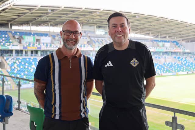 Mark Johnston, director of Groundwork NI and Keith Gibson, football for all manager at the IFA Foundation