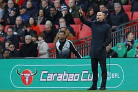 Erik ten Hag, Manager of Manchester United during the Carabao Cup match at Wembley Stadium, London.